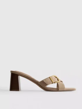 Mule-Sandalen mit Schnallen und Blockabsatz