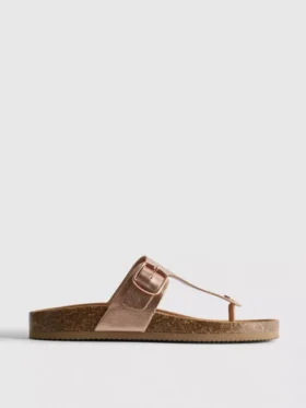 Mule-Sandalen mit T-Steg und Schnalle