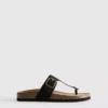 Mule-Sandalen mit T-Steg und Schnalle
