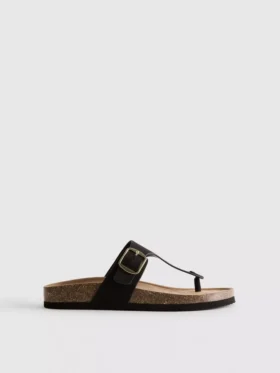 Mule-Sandalen mit T-Steg und Schnalle