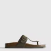 Mule-Sandalen mit T-Steg und Schnalle