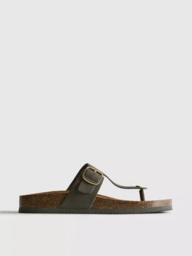 Mule-Sandalen mit T-Steg und Schnalle