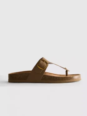 Mule-Sandalen mit T-Steg und Schnalle