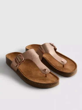 Mule-Sandalen mit T-Steg und Schnalle