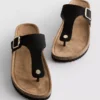 Mule-Sandalen mit T-Steg und Schnalle