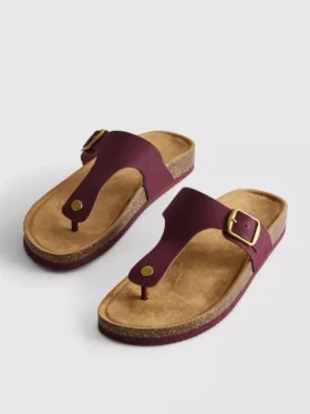 Mule-Sandalen mit T-Steg und Schnalle