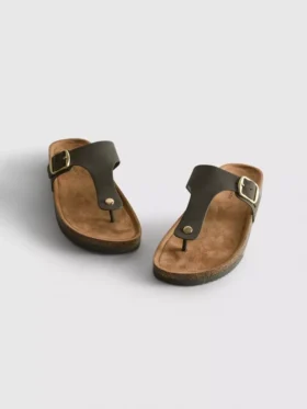 Mule-Sandalen mit T-Steg und Schnalle
