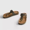 Mule-Sandalen mit T-Steg und Schnalle