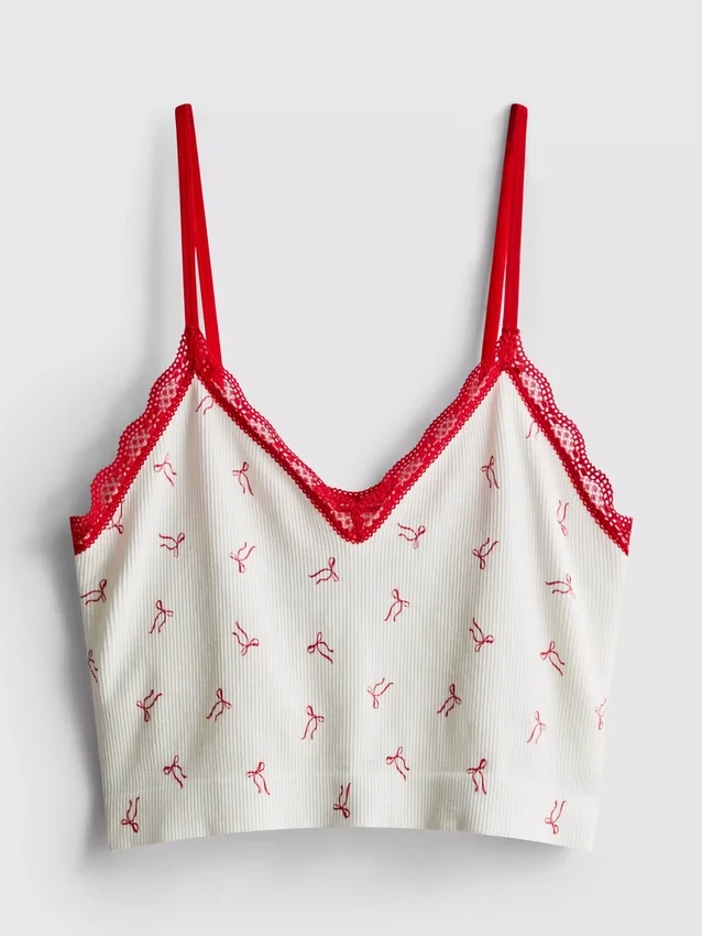 Nahtlos bedrucktes, kurz geschnittenes Schlafanzug-Cami-Top Nahtlos bedrucktes, kurz geschnittenes Schlafanzug-Cami-Top