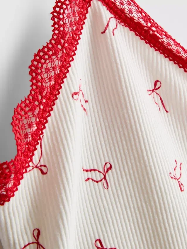 Nahtlos bedrucktes, kurz geschnittenes Schlafanzug-Cami-Top Nahtlos bedrucktes, kurz geschnittenes Schlafanzug-Cami-Top