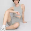 Nahtloses, geripptes, kurzes Tanktop