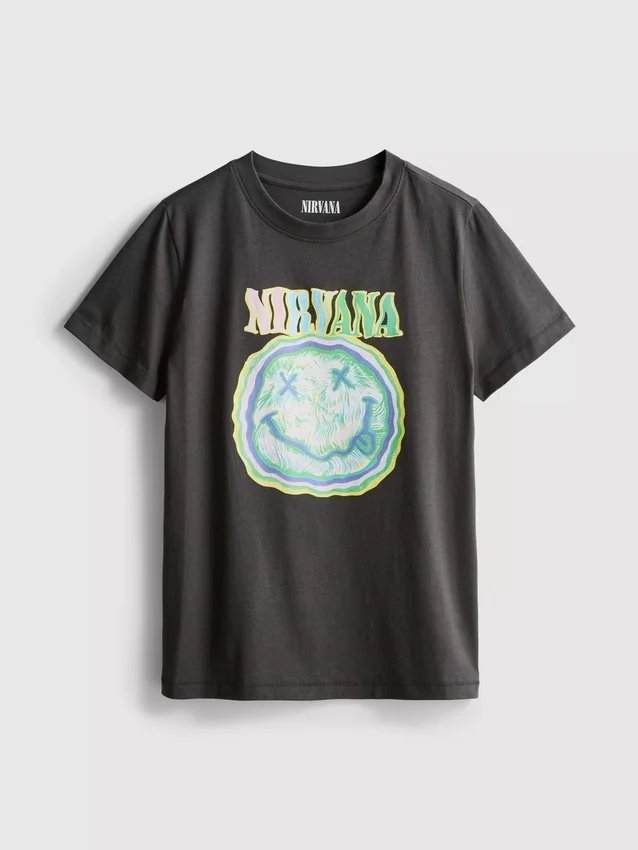 Nirvana-Band-T-Shirt aus gewaschener Baumwolle Nirvana-Band-T-Shirt aus gewaschener Baumwolle