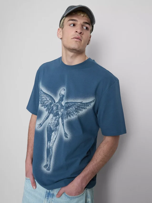 Nirvana-Engel-Grafik-Hemd Nirvana-Engel-Grafik-Hemd