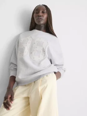 Oversize-Sweatshirt mit kleinem Blumenmuster (98)