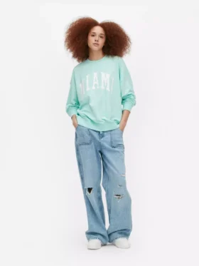 Oversize-Sweatshirt mit „Miami“-Schriftzug