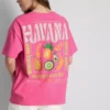 Oversize-T-Shirt mit Grafikprint aus baumwollreicher Havanna-Baumwolle Oversize-T-Shirt mit Grafikprint aus baumwollreicher Havanna-Baumwolle