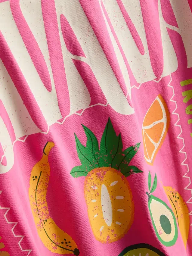 Oversize-T-Shirt mit Grafikprint aus baumwollreicher Havanna-Baumwolle Oversize-T-Shirt mit Grafikprint aus baumwollreicher Havanna-Baumwolle