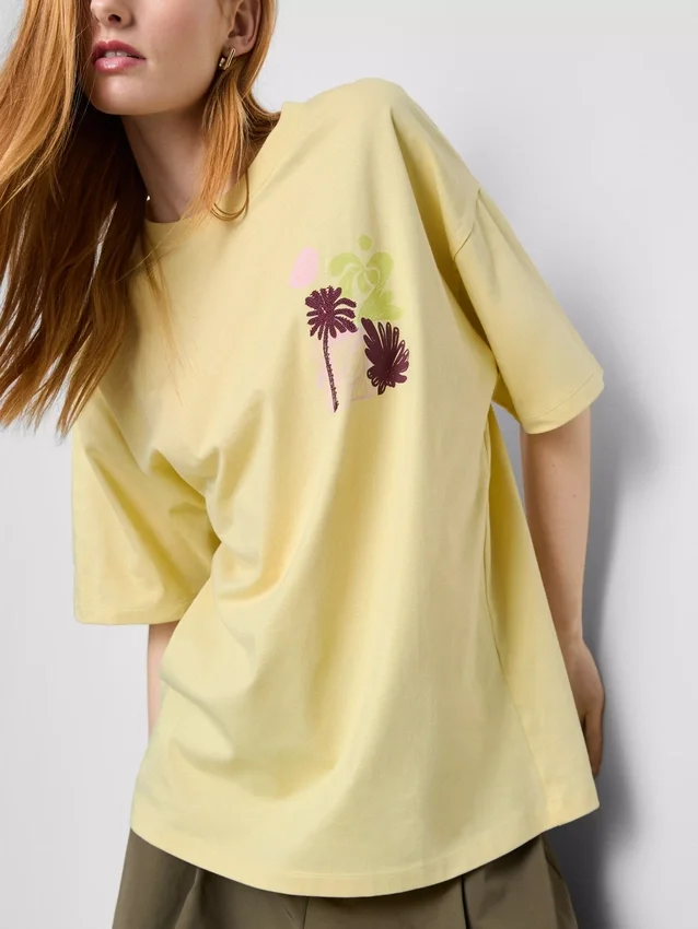 Oversized-Boyfriend-T-Shirt aus Baumwolle mit Grafikprint Oversized-Boyfriend-T-Shirt aus Baumwolle mit Grafikprint
