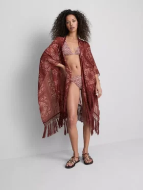 Paisley-Cape mit Fransen