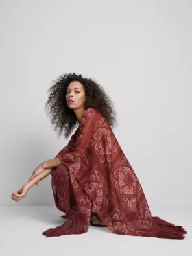Paisley-Cape mit Fransen