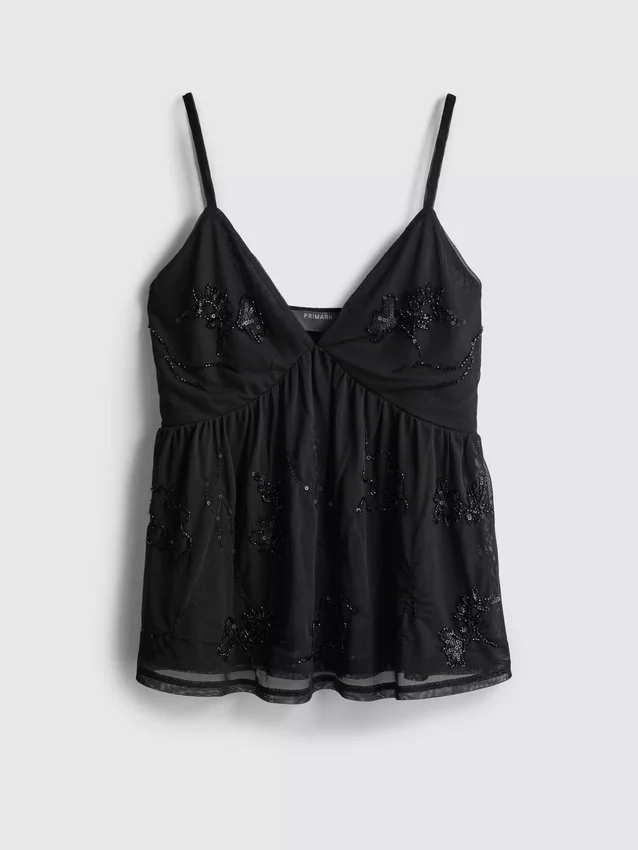 Paula Echevarría Babydoll-Top mit Perlenverzierung Paula Echevarría Babydoll-Top mit Perlenverzierung