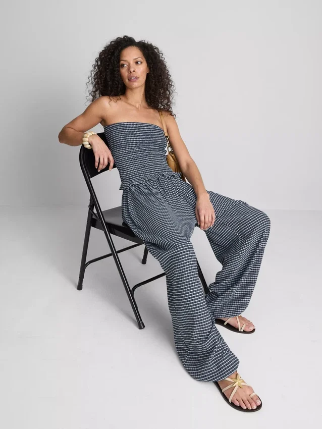 Paula Echevarría Bandeau-Top mit Rüschen im Gingham-Muster Paula Echevarría Bandeau-Top mit Rüschen im Gingham-Muster