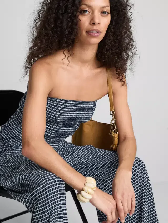 Paula Echevarría Bandeau-Top mit Rüschen im Gingham-Muster Paula Echevarría Bandeau-Top mit Rüschen im Gingham-Muster