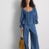Paula Echevarría Denim-Oberteil mit Puffärmeln