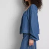 Paula Echevarría Denim-Oberteil mit Puffärmeln