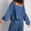 Paula Echevarría Denim-Oberteil mit Puffärmeln