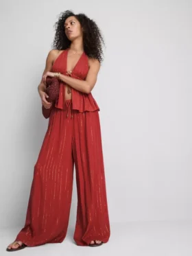 Paula Echevarría – Glitzer-Hose mit weitem Bein
