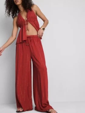 Paula Echevarría – Glitzer-Hose mit weitem Bein