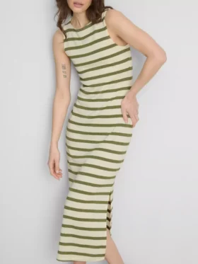Paula Echevarría – ärmelloses, figurbetontes Midaxi-Kleid