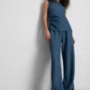 Paula Echevarría – Weite Hose mit Knitteroptik