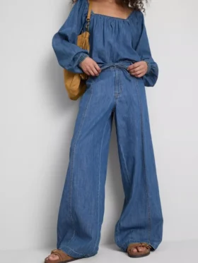 Paula Echevarría – Weithose aus baumwollreichem Denim