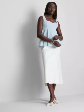 Peplum-Oberteil aus Krepp mit Herzausschnitt