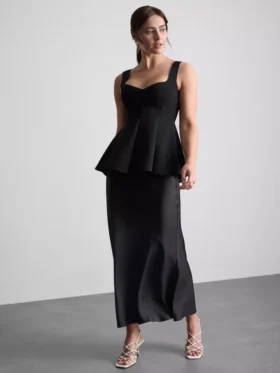 Peplum-Oberteil aus Krepp mit Herzausschnitt
