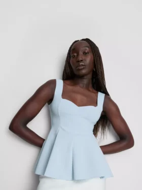 Peplum-Oberteil aus Krepp mit Herzausschnitt