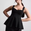 Peplum-Oberteil aus Krepp mit Herzausschnitt Peplum-Oberteil aus Krepp mit Herzausschnitt