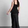 Peplum-Oberteil aus Krepp mit Herzausschnitt Peplum-Oberteil aus Krepp mit Herzausschnitt