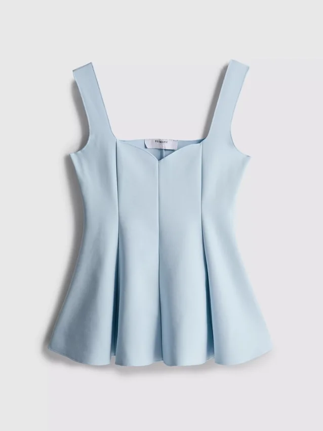Peplum-Oberteil aus Krepp mit Herzausschnitt Peplum-Oberteil aus Krepp mit Herzausschnitt