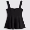 Peplum-Oberteil aus Krepp mit Herzausschnitt Peplum-Oberteil aus Krepp mit Herzausschnitt