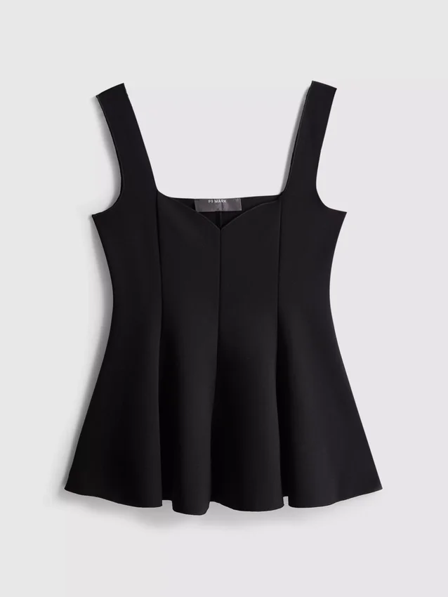 Peplum-Oberteil aus Krepp mit Herzausschnitt Peplum-Oberteil aus Krepp mit Herzausschnitt