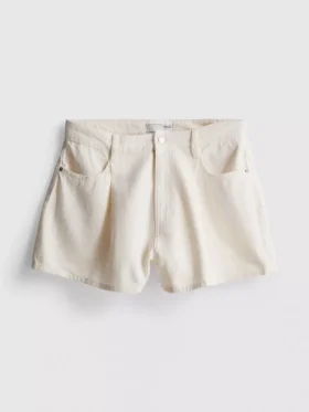 Plissierte Flare-Shorts aus baumwollreichem Denim