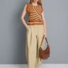 Plissierte Hose mit weitem Bein in Papieroptik
