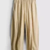 Plissierte Hose mit weitem Bein in Papieroptik