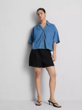Plissierte Shorts aus Leinenmischung