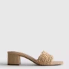 Raffia-Pantoletten mit Blockabsatz
