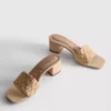 Raffia-Pantoletten mit Blockabsatz