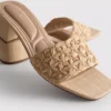 Raffia-Pantoletten mit Blockabsatz